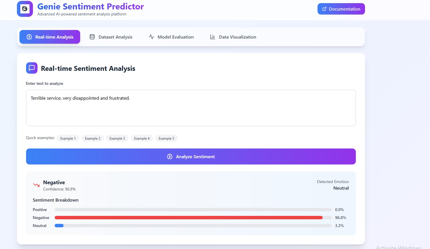 Genie Sentiment Predictor